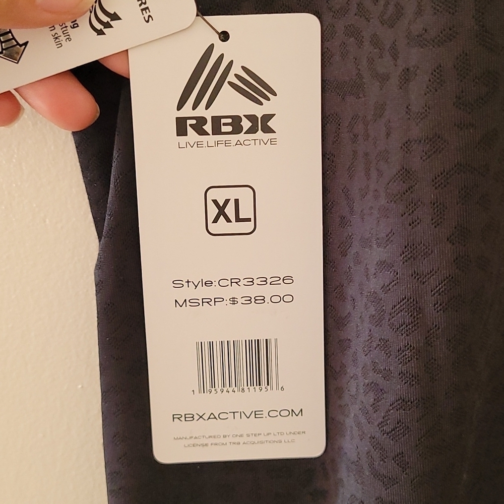 RBX Active Black Jacquard Leopard Print Sleeveless Workout Tank Top Size XL NWT - Picture 5 of 8